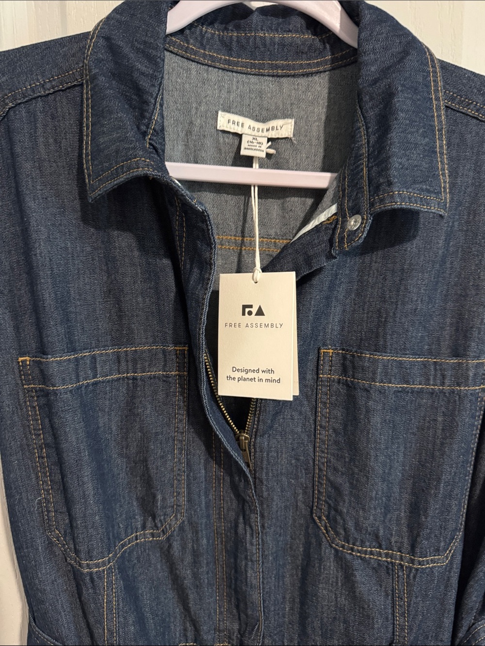 Free Assembly Denim Wide Leg Jumpsuit - Picture 8 of 8